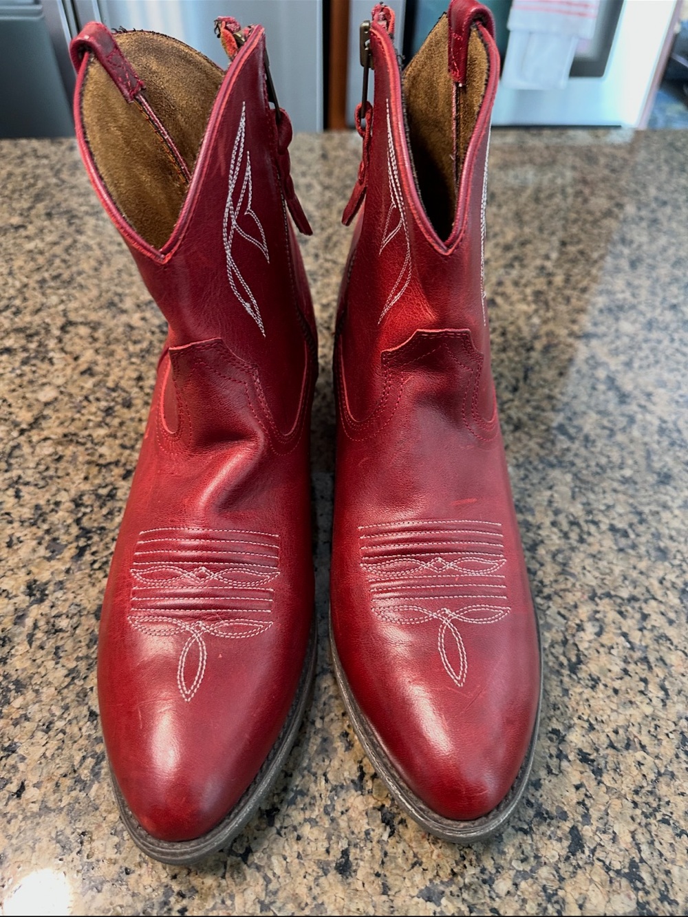 Ariat Crimson Red Leather Western Ankle Boots